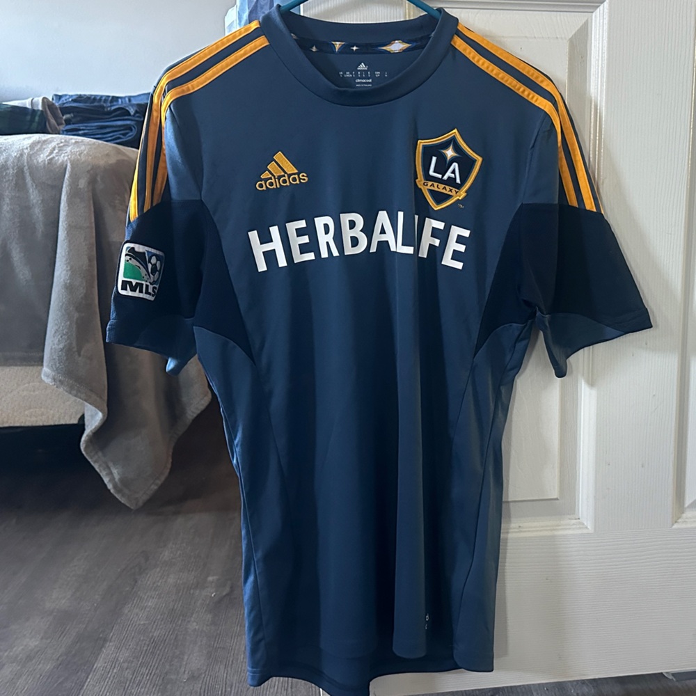 Adidas LA Galaxy Blue Soccer Jersey with Gold/Yellow Accents
